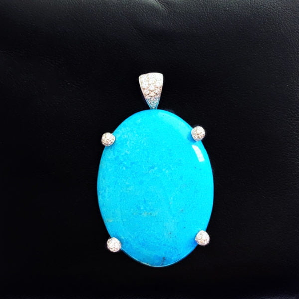 Ciondolo turchese con diamanti - Horos Officina Orafa Ciondolo turchese con diamanti - Horos Officina Orafa