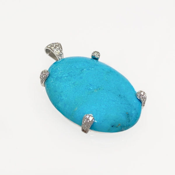 Ciondolo turchese con diamanti - Horos Officina Orafa Ciondolo turchese con diamanti - Horos Officina Orafa