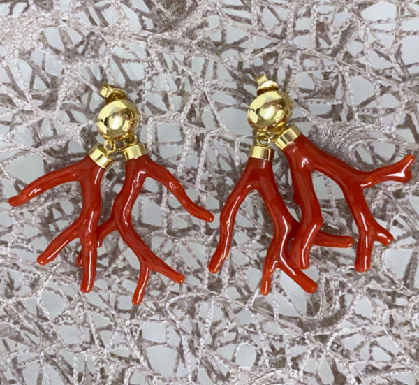 Orecchini con rami di corallo Sardo - Horos Officina Orafa