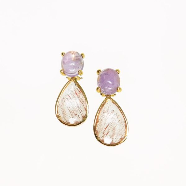 Orecchini con ametista e quarzo - Horos Officina Orafa Orecchini con ametista e quarzo - Horos Officina Orafa