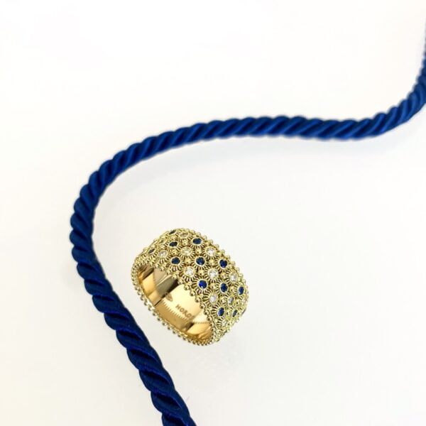 Fede sarda a tre file con diamanti e zaffiri blu - Horos Officina Orafa Fede sarda a tre file con diamanti e zaffiri blu - Horos Officina Orafa