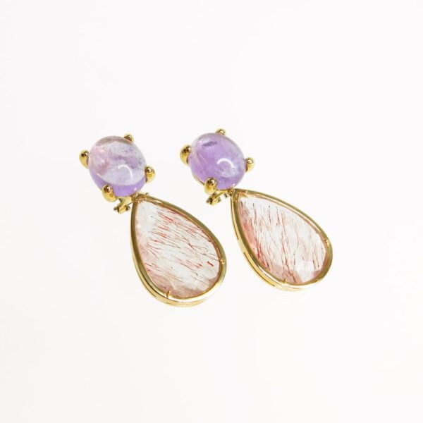 Orecchini con ametista e quarzo - Horos Officina Orafa Orecchini con ametista e quarzo - Horos Officina Orafa