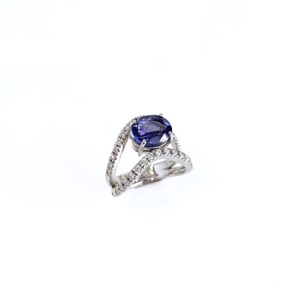 Anello con tanzanite e diamanti - Horos Officina Orafa