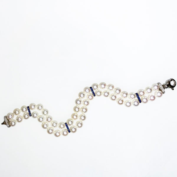 Bracciale con perle, zaffiri e diamanti - Horos Officina Orafa Bracciale con perle, zaffiri e diamanti - Horos Officina Orafa