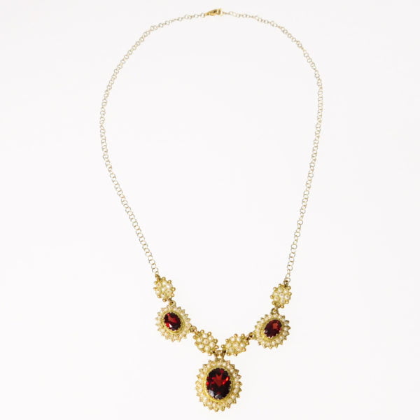 Collana con granato e perle - Horos Officina Orafa