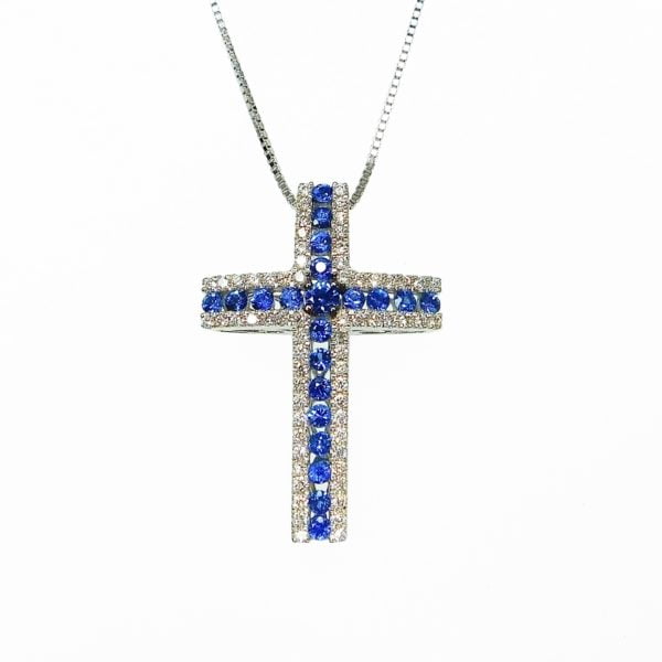 Croce con zaffiri e diamanti - Horos Officina Orafa Croce con zaffiri e diamanti - Horos Officina Orafa